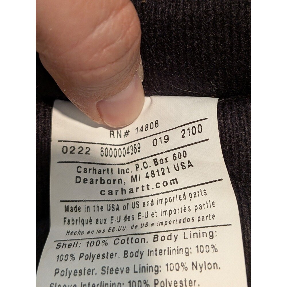 Carhartt OJ0140 Active Jacket Men's XL Tall Black Hooded Quilted Canvas USA Made - Picture 13 of 15